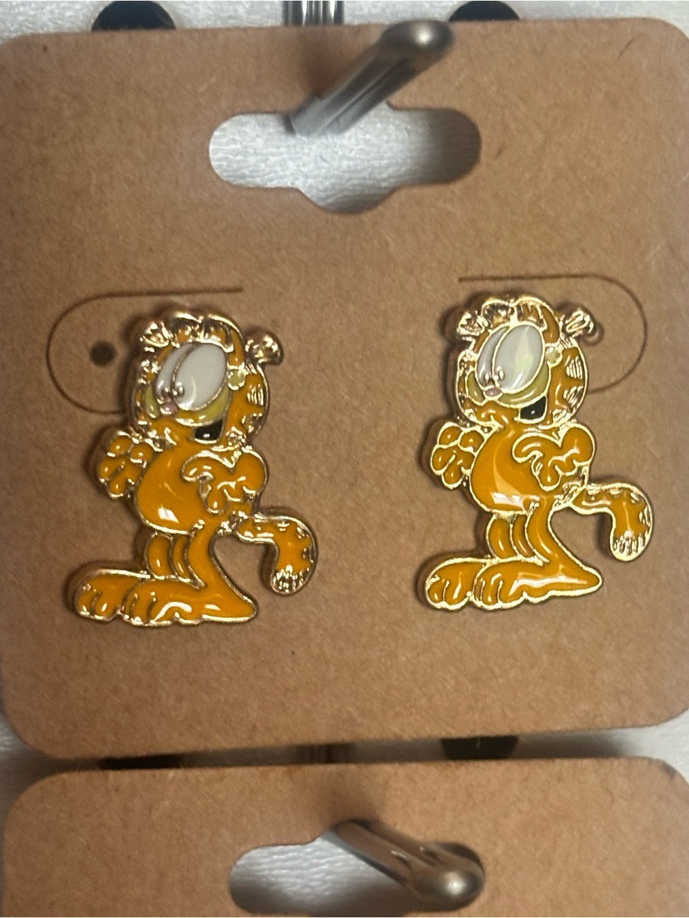 Garfield Enamel Stud Earrings - Yellow